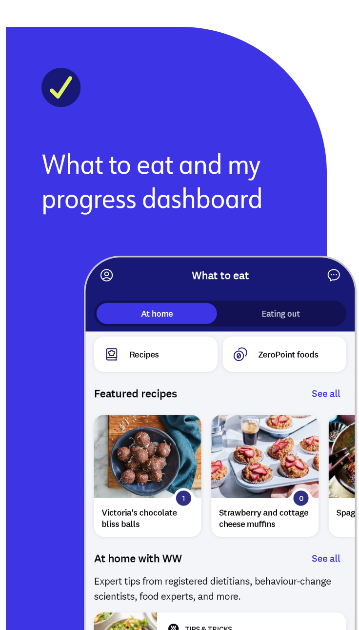 new! what to eat and my progress dashboard