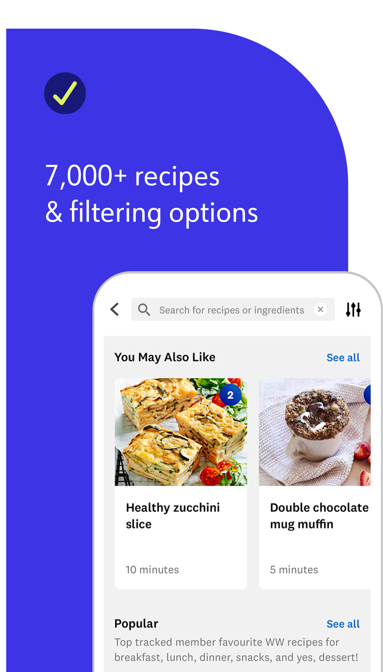 7000+ recipes ajd filtering options 