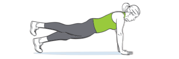 woman doing heel lift plank