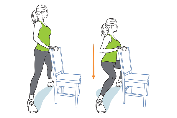 Plié squat with chair