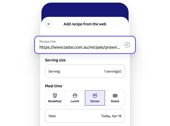 app screen that shows imported recipe from the web