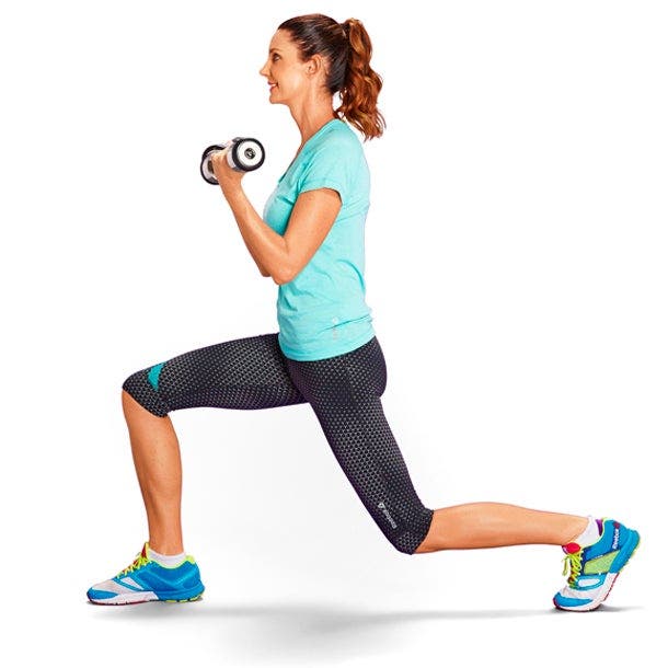 Lunge with bicep curl