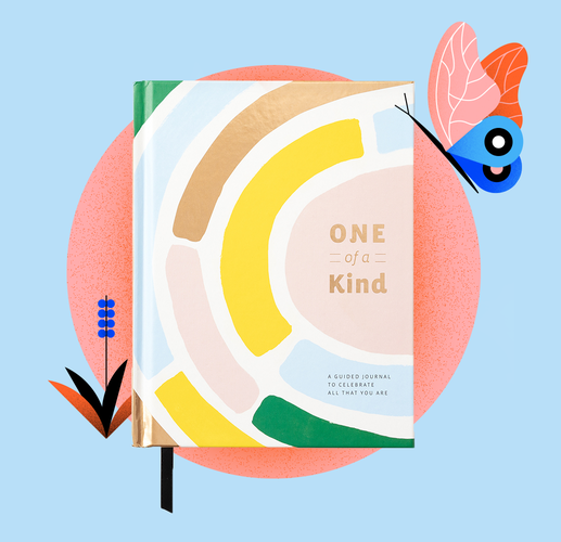 Compendium One of a Kind Journal with graphic illustration of flower and butterfly. Journal available at WW Shop site