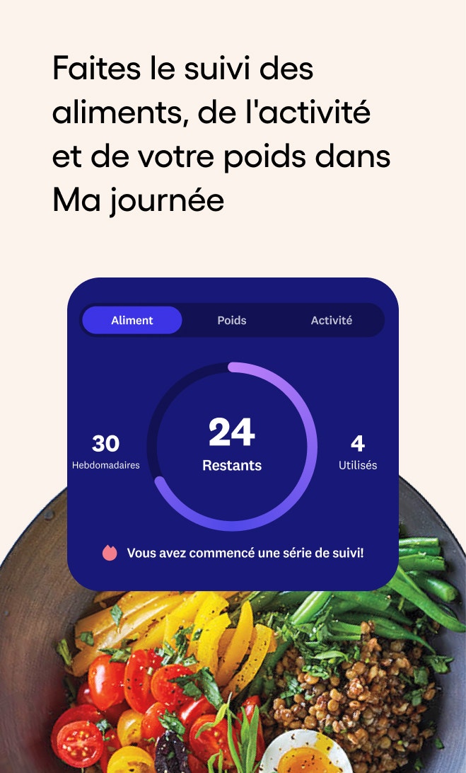 Faites le suivi des aliments, de l'activité et de votre poids dans Ma journée