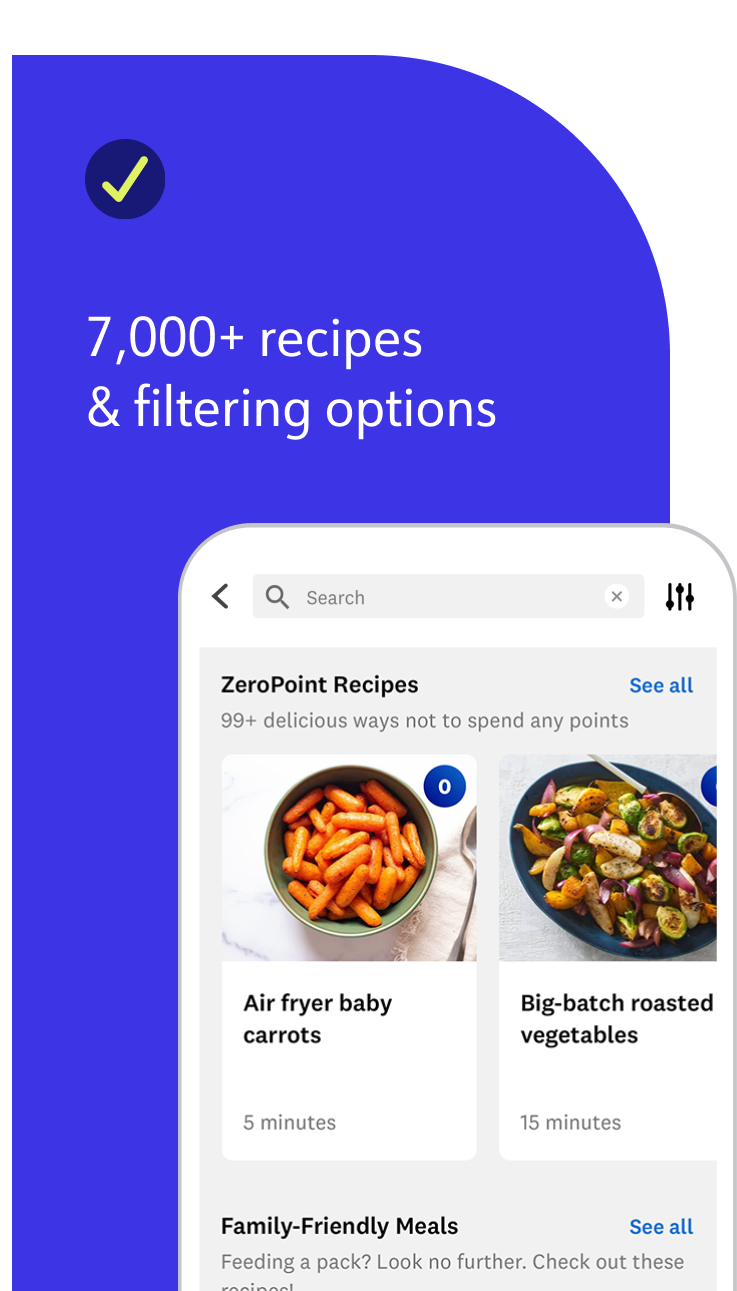 7000+ recipes and filtering options