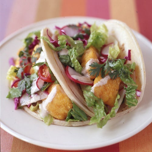 Baja-Style Fish Tacos with Salad and Chili-Lime Sauce