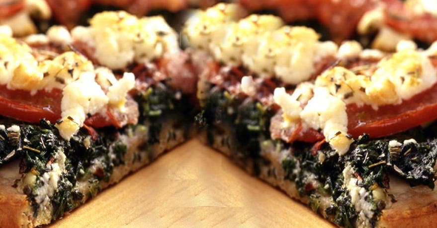 Spinach, Tomato and Feta Pizza