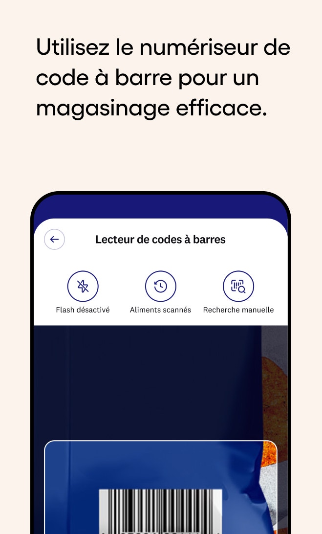 Utilisez le numériseur de code à barre pour un magasinage efficace.