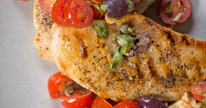 Grilled Chicken with Puttanesca Sauce