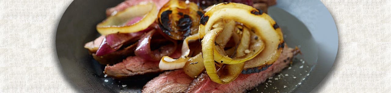 Flank Steak with Triple-Grilled Onions