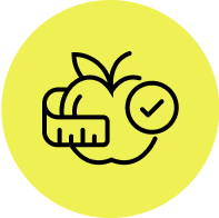 Hand-drawn icon shows an apple.