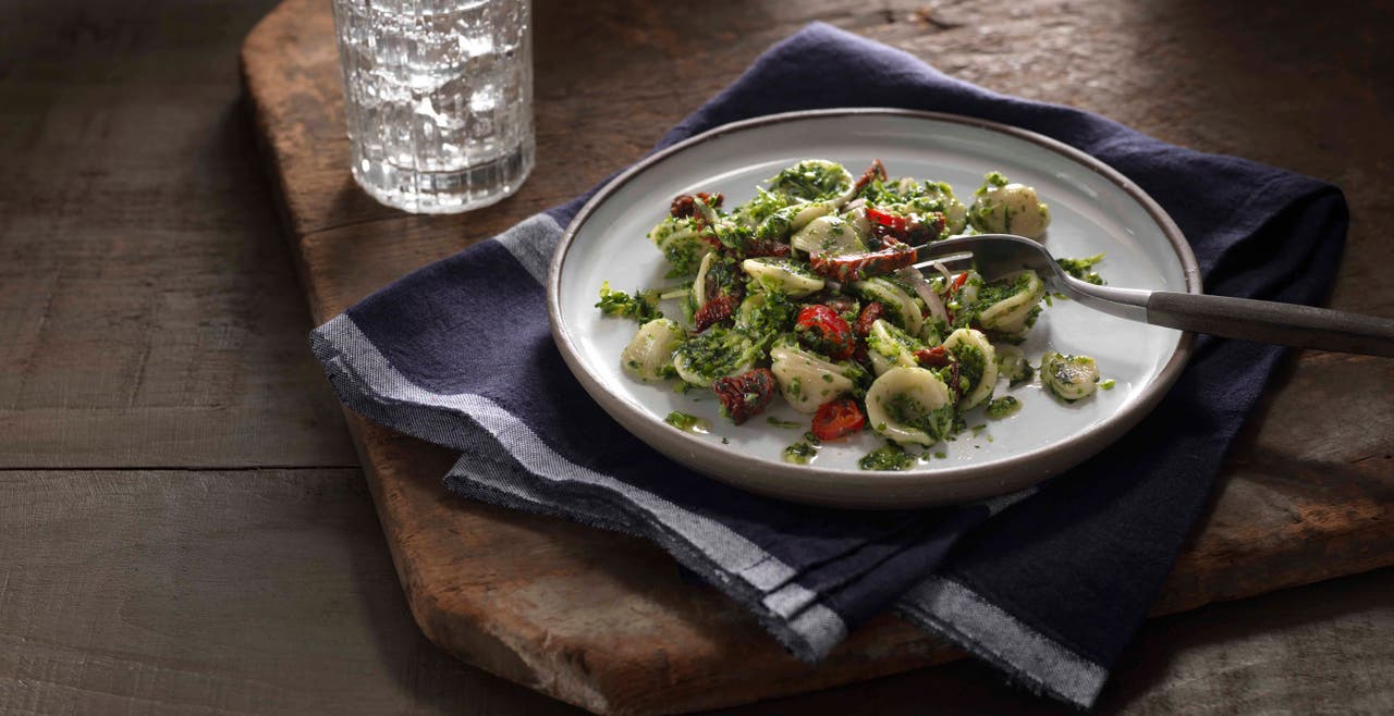 Vegetarian Winter Pesto Orecchiette