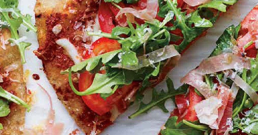 Flatbread Prosciutto and Salad Pizza