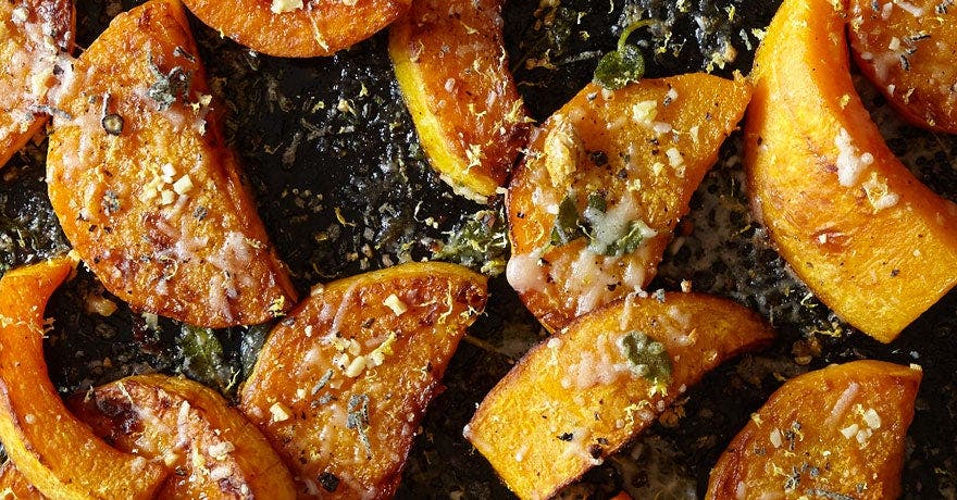 Roasted Butternut Squash with Parmesan, Lemon and Sage