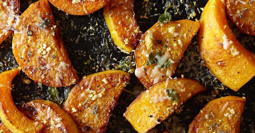Roasted Butternut Squash with Parmesan, Lemon and Sage