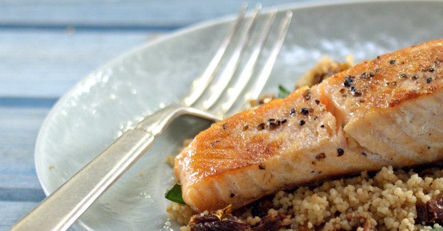 Pan-seared Salmon with Sundried Tomato Couscous