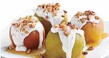 <strong>Twice Baked Apple with Cinnamon-Vanilla Yogurt Sauce</strong>