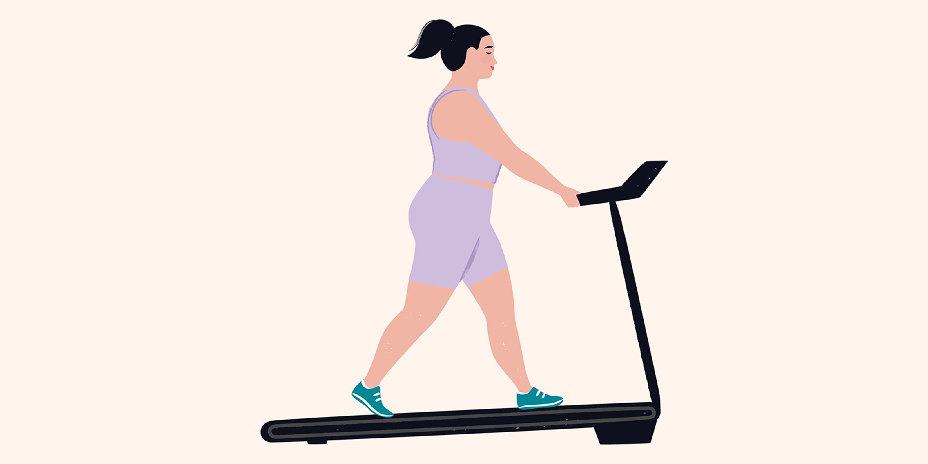 eine Frau, die auf einem Laufband geht