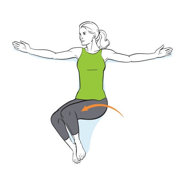 Ilustration einer Frau, die mit angewinkelten Beinen auf dem Boden liegt und seitlich ihr Becken kippt. Ilustration einer Frau, die mit angewinkelten Beinen auf dem Boden liegt und seitlich ihr Becken kippt.