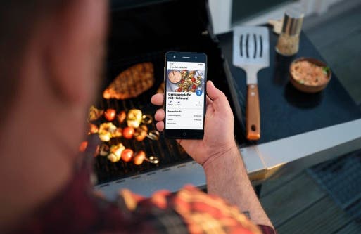 Ansicht über die Schulter auf ein Grillrezept in der WW App