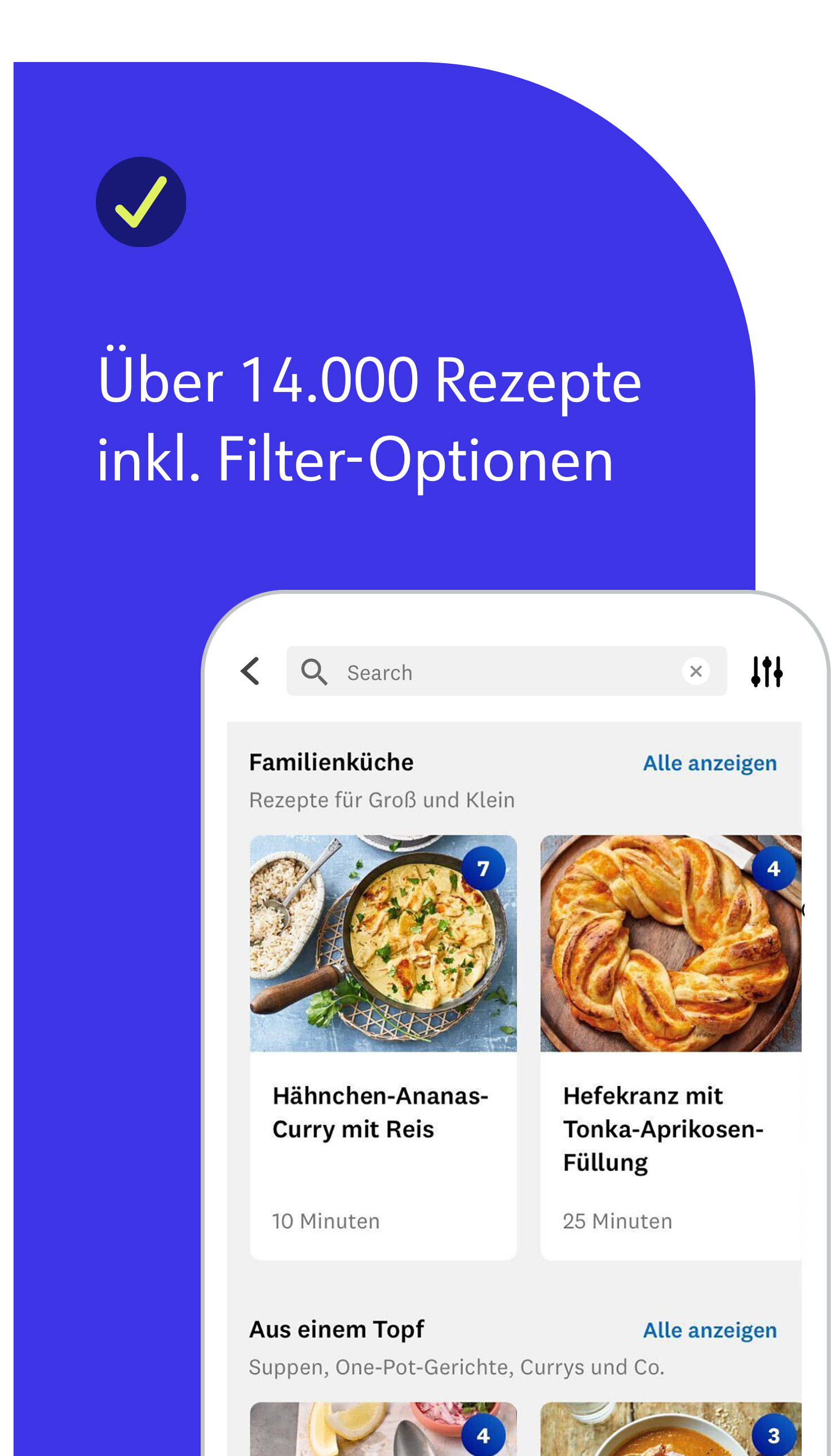 Über 14,000 Rezepte inkl. Filter-Optionen