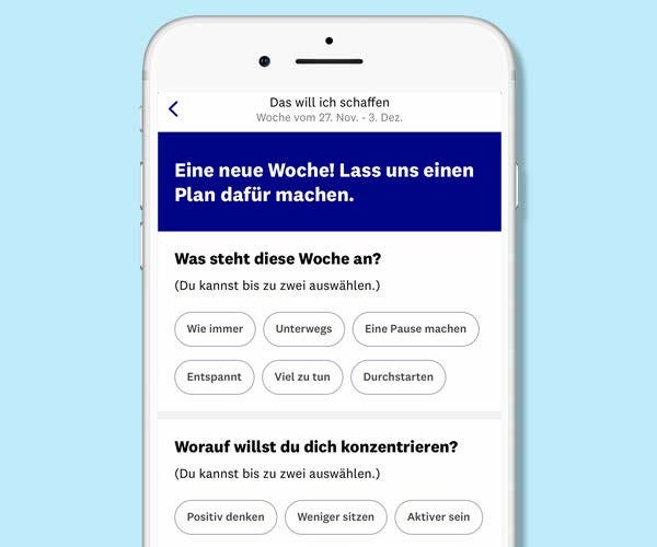 In der App Wochenziele festlegen