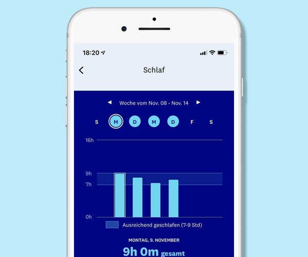 Ansicht des Schlaf-Trackers in der App