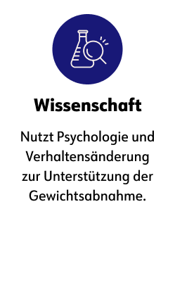 Wissenschaft  Nutzt Psychologie und Verhaltensänderung zur Unterstützung der Gewichtsabnahme.