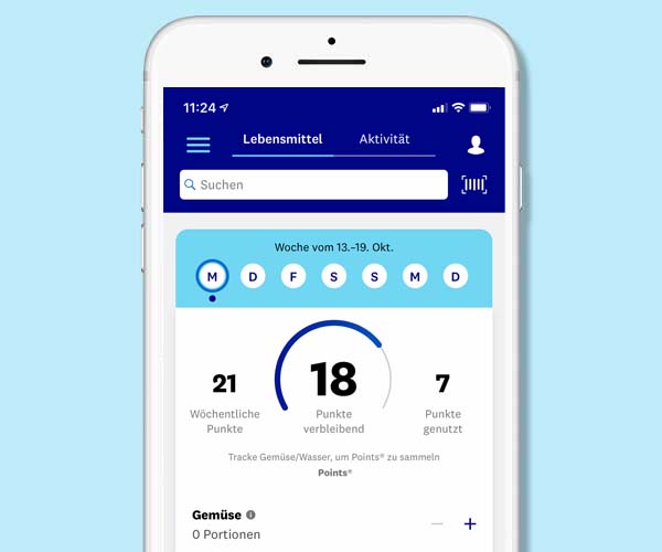 Ansicht des persönlichen Tagebuchs in der App