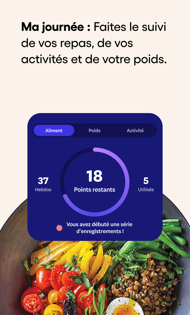 Ma Journée : Faites le suivi de vos repas, vos activités et votre poids. 