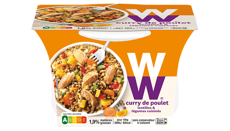 plat cuisiné bol curry de poulet weight watchers