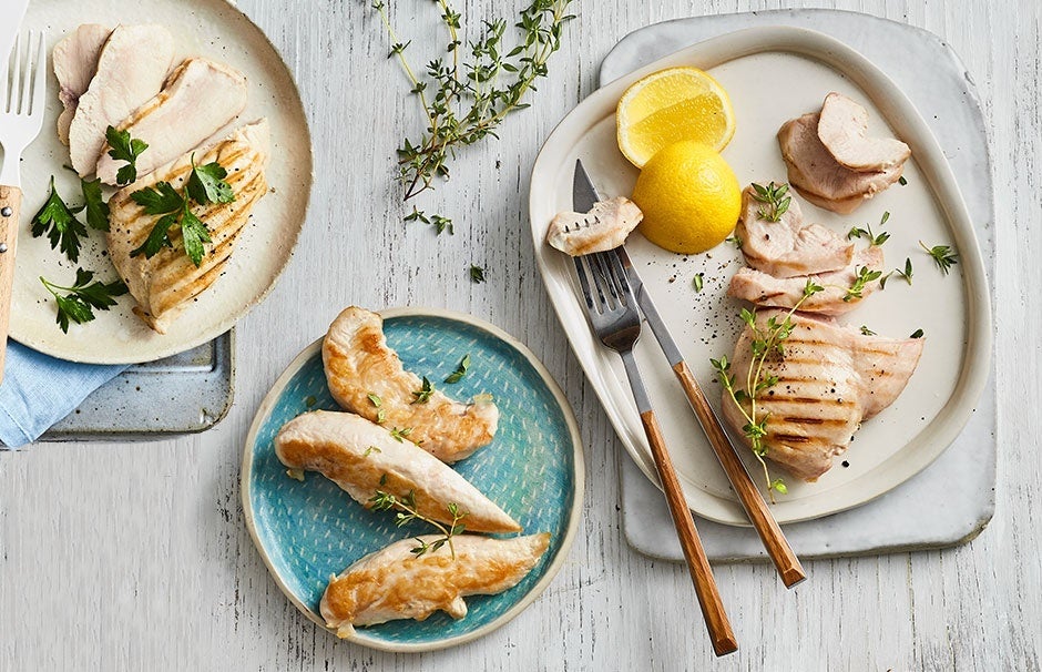 Gros plan sur les aliments à ZeroPoint™ : poulet et dinde