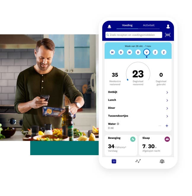 Man scant barcodes met de WW app