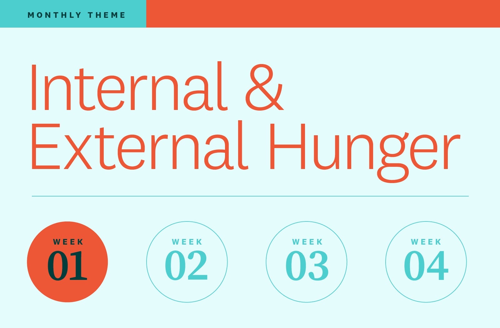Week one of our monthly theme, Internal & External Hunger. Week one of our monthly theme, Internal & External Hunger.