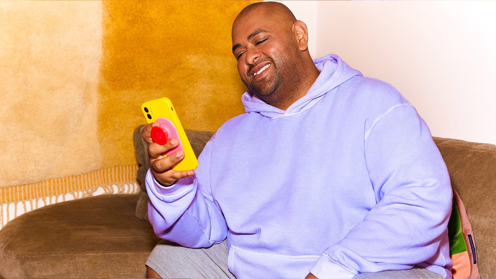 man looking into his phone