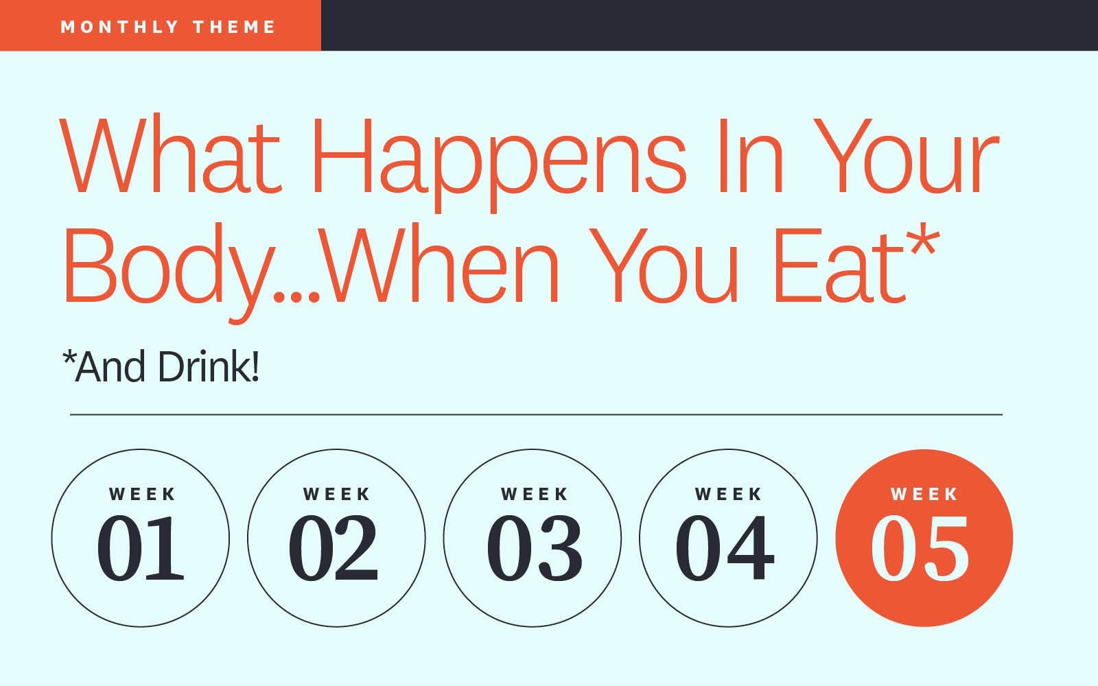 Week 5 of our monthly theme: What Happens in Your Body When You Eat and Drink Week 5 of our monthly theme: What Happens in Your Body When You Eat and Drink