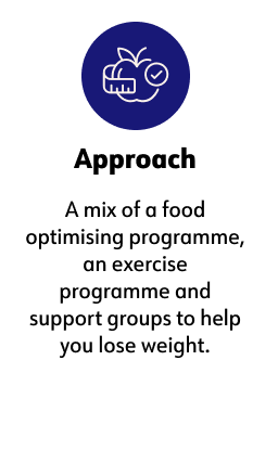 ﻿Approach, A mix of a food optimising programme, an exercise programme and support groups to help you lose weight.