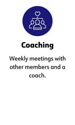 Weekly meetings with other members and a coach.