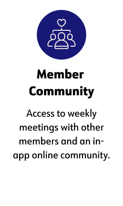 Member Community, Access to weekly meetings with other members and an in-app online community.