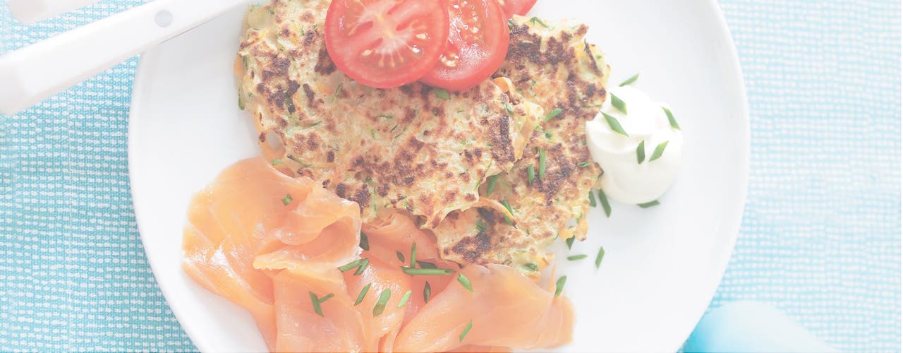Courgette Fritters with Smoked Salmon