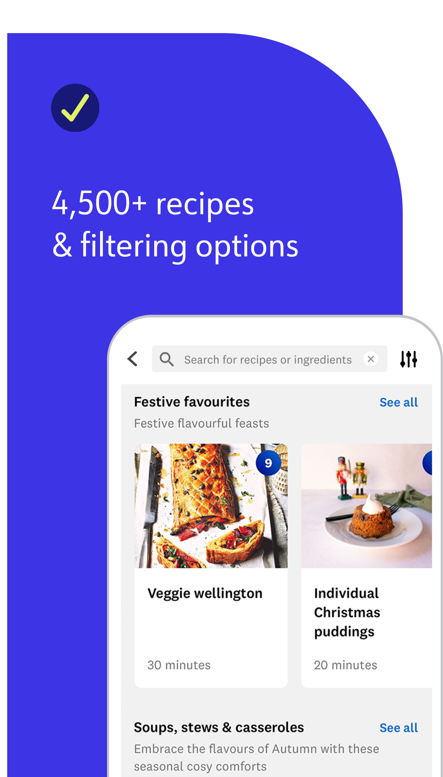 4500+ recipes and filtering options  