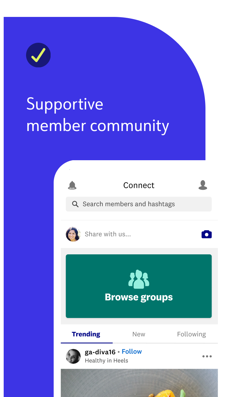 Find in the WW app supportive coach and member community.