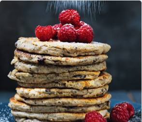 Dairy free chocolate chip & chia seed pancakes