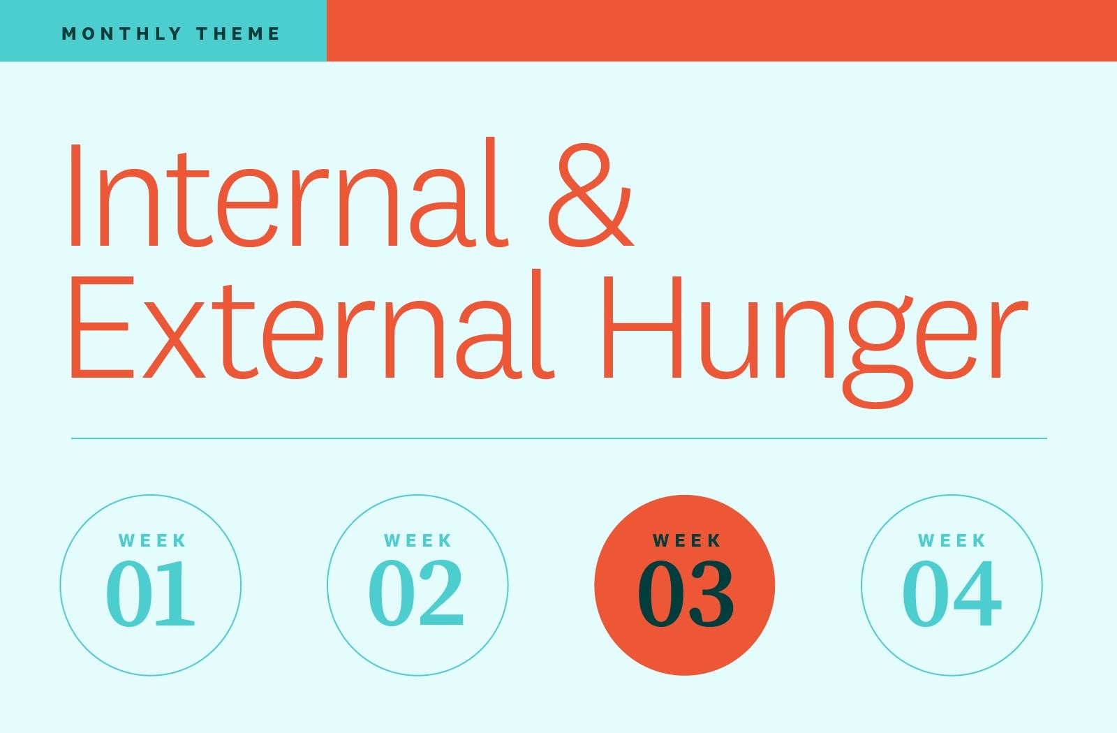 Week three of our monthly theme, Internal & External Hunger. Week three of our monthly theme, Internal & External Hunger.