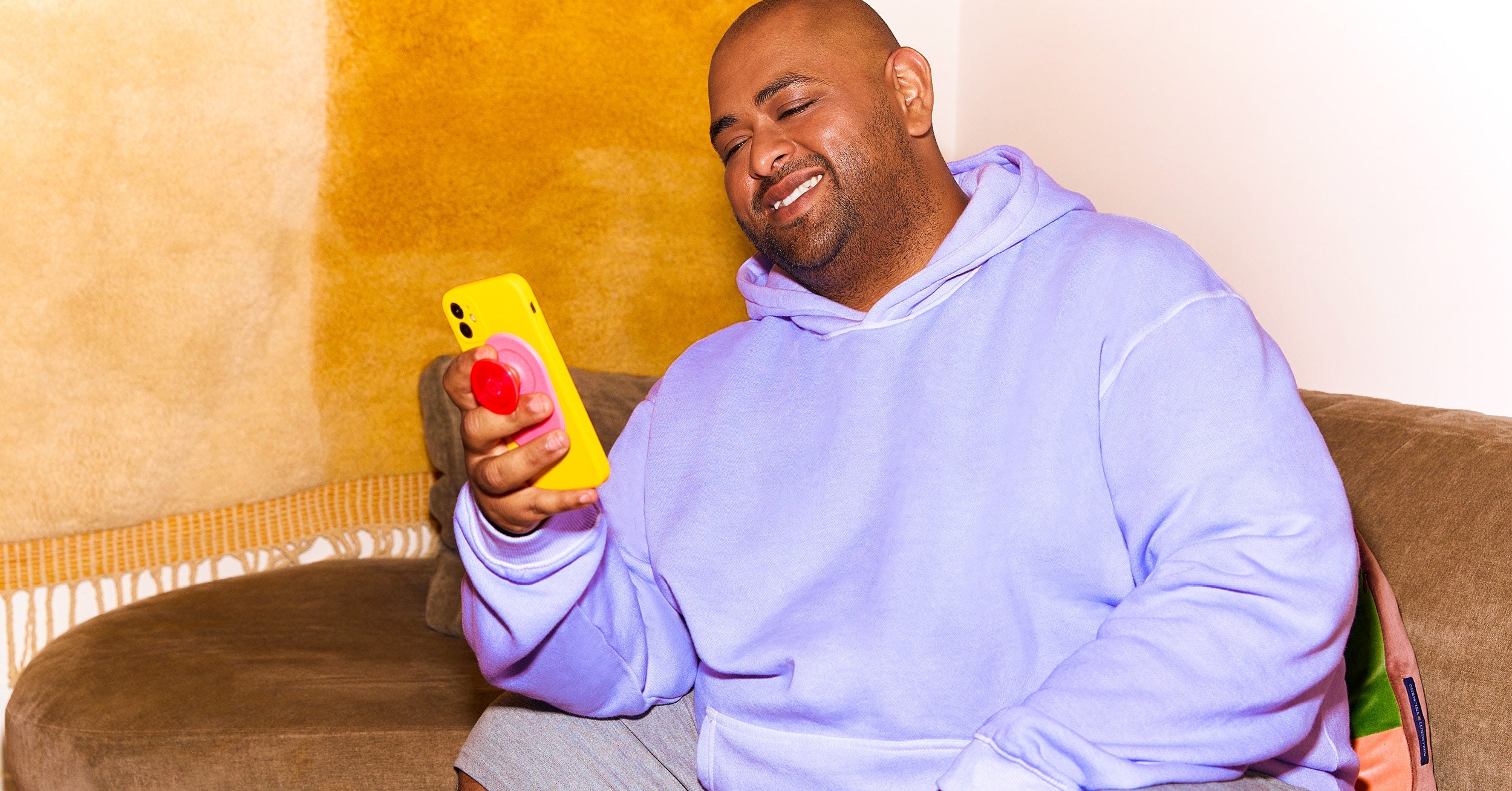 man looking into his phone