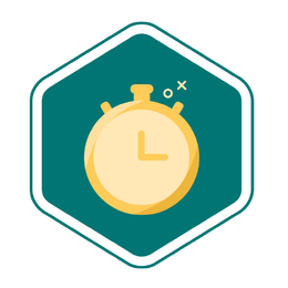 Icon for Can't Stop, Won't Stop Challenge, bronze stopwatch on green hexagon