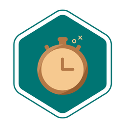 Icon for Get Moving Challenge, bronze stopwatch on green hexagon