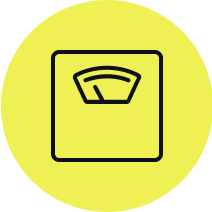 Graphic icon of a body weight scale