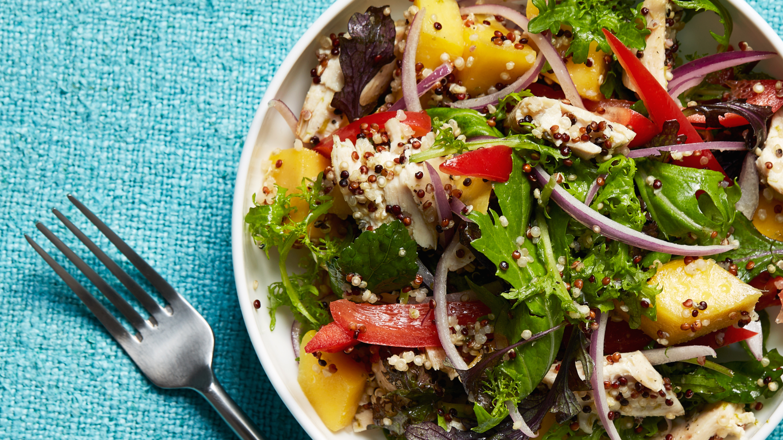 Passover Recipe: Lime-ginger quinoa, mango, and chicken salad