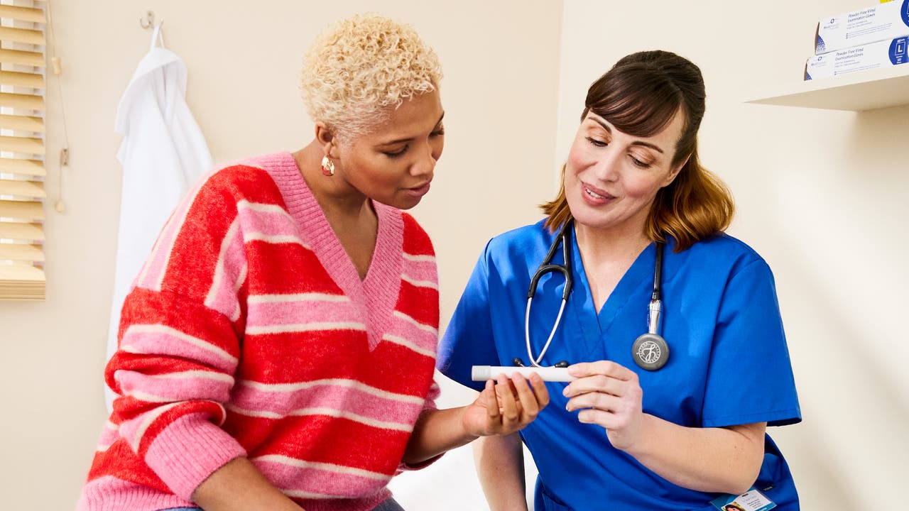 a women with a nurse